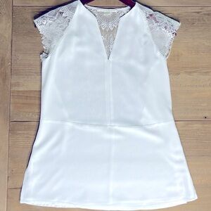 Cooper and Ella white blouse with lace style details.  Excellent condition. XS